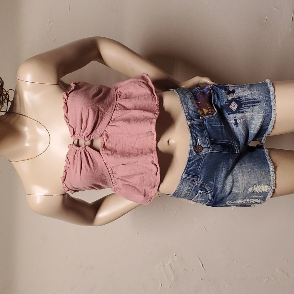Me to We Dusty Rose Ruffle Crop Top